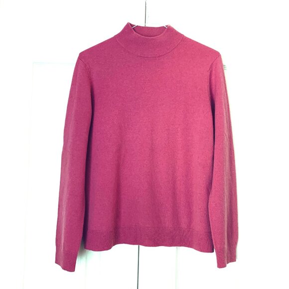 100% Cashmere Mock Neck Sweater – Deep Pink – Classic Old Money Style – Women’s - Picture 4 of 10
